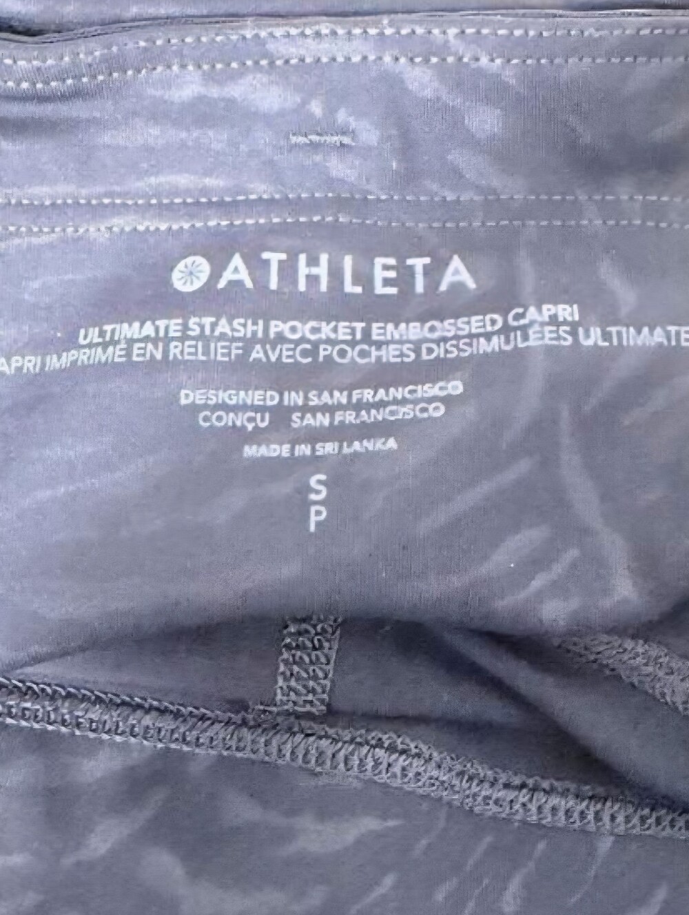 Athleta Ultimate Stash Pocket Embossed Capri Women's Small S Black Grey Athletic - Picture 10 of 12